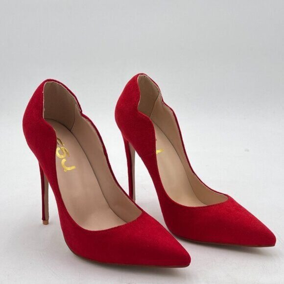 FSJ Red Women Classic Pointed Toe High Heels Sexy Stiletto Pumps Office Lady - Picture 1 of 7